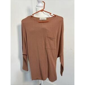 Sinuous Sweater Small Pumpkin Dolman Sleeves Pocket Hem Made US Oversized‎